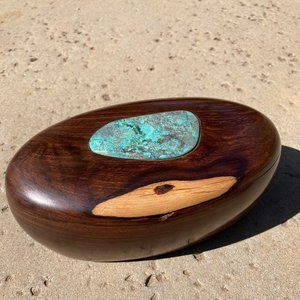 Ironwood Turquoise Inlay Box by Lawrence Favorite